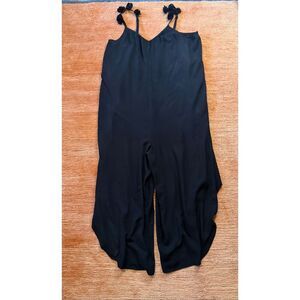 CATO Black Wide Leg Jumpsuit w Tassel Straps Size L